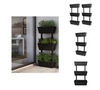 vidaXL Jardinières en plastique, ensemble de 6 pièces, 100 cm, anthracite - Pots de fleurs et jardinières