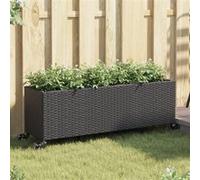vidaXL Bac à plantes avec roulettes 2 pcs. noir 107x32x38 cm Poly rotin