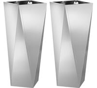vidaXL Jardinières, lot de 2, argent, 30 x 30 x 75 cm, acier galvanisé