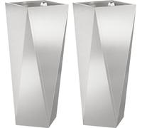 vidaXL Jardinières, lot de 2, argent, 30 x 30 x 75 cm, acier inoxydable
