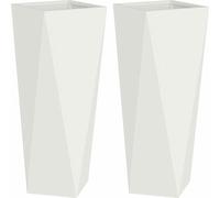 vidaXL Jardinières, lot de 2, blanches, 30 x 30 x 75 cm, en acier