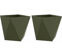 vidaXL Jardinières, lot de 2, couleur olive, 40 x 40 x 40 cm, en acier