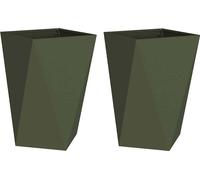 vidaXL Jardinières, lot de 2, couleur olive, 50 x 50 x 75 cm, en acier