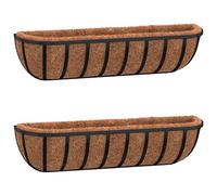 vidaXL Paniers à plantes muraux 2 pcs – Insert en coco, acier 91x20x23 cm – Noir