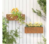 vidaXL Jardinières murales 2 pcs Lits surélevés Acier Corten rouillé 53×10×17 cm