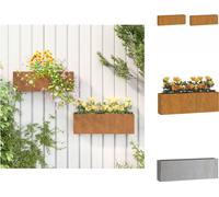 vidaXL Jardinières murales 2 pièces Acier Corten rouillé 53x10x17 cm - Pots de fleurs et jardinières