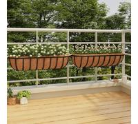 vidaXL Paniers à plantes muraux 2 pcs. Insert en coco Noir 91x20x23 cm Acier