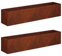 vidaXL Jardinières pour l'extérieur, 2 pièces, aspect rouille, 80 x 20 x 20 cm
