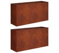 vidaXL Jardinières pour l'extérieur, lot de 2, aspect rouille, 100 x 30 x 50 cm