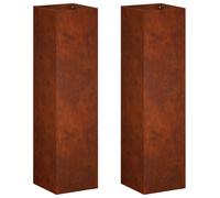 vidaXL Jardinières pour l'extérieur, lot de 2, aspect rouille, 20 x 20 x 75 cm