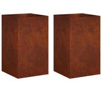 vidaXL Jardinières pour l'extérieur, lot de 2, aspect rouille, 30 x 30 x 50 cm