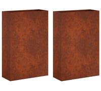 vidaXL Jardinières pour l'extérieur, lot de 2, aspect rouille, 40 x 20 x 75 cm