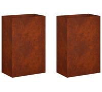 vidaXL Jardinières pour l'extérieur, lot de 2, aspect rouille, 50 x 30 x 75 cm