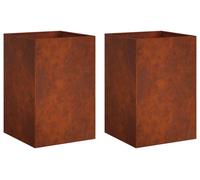 vidaXL Jardinières pour l'extérieur, lot de 2, aspect rouille, 50 x 50 x 75 cm