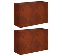 vidaXL Jardinières pour l'extérieur, lot de 2, aspect rouille, 80 x 30 x 50 cm