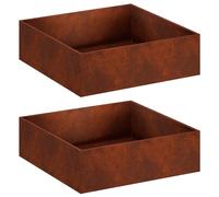 vidaXL Jardinières pour l'extérieur, lot de 2, aspect rouille, 80 x 80 x 30 cm