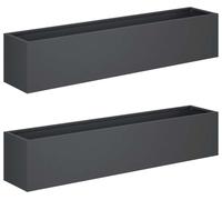 vidaXL Jardinières pour plantes, lot de 2, anthracite, 100 x 20 x 20 cm