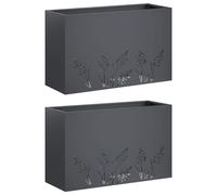 vidaXL Jardinières pour plantes, lot de 2, anthracite, 80 x 20 x 49 cm