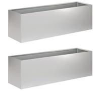 vidaXL Jardinières pour plantes, lot de 2, argent, 100 x 30 x 30 cm