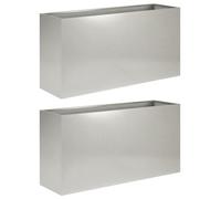 vidaXL Jardinières pour plantes, lot de 2, argent, 100 x 30 x 40 cm, acier inoxydable