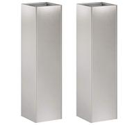 vidaXL Jardinières pour plantes, lot de 2, argent, 20 x 20 x 75 cm, en acier inoxydable