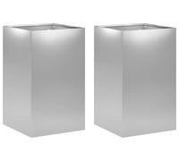 vidaXL Jardinières pour plantes, lot de 2, argent, 30 x 30 x 50 cm