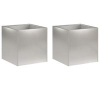 vidaXL Jardinières pour plantes, lot de 2, argent, 35 x 35 x 35 cm, en acier inoxydable