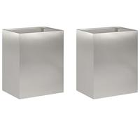 vidaXL Jardinières pour plantes, lot de 2, argent, 40 x 30 x 40 cm, en acier inoxydable