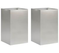 vidaXL Jardinières pour plantes, lot de 2, argent, 40 x 40 x 50 cm, en acier inoxydable