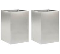 vidaXL Jardinières pour plantes, lot de 2, argent, 40 x 40 x 75 cm, en acier inoxydable