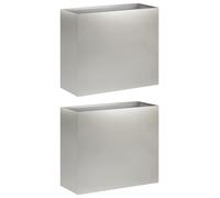 vidaXL Jardinières pour plantes, lot de 2, argent, 50 x 20 x 40 cm, en acier inoxydable