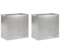 vidaXL Jardinières pour plantes, lot de 2, argent, 50 x 30 x 49 cm, en acier inoxydable