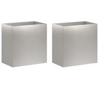 vidaXL Jardinières pour plantes, lot de 2, argent, 50 x 30 x 50 cm, acier inoxydable
