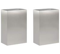 vidaXL Jardinières pour plantes, lot de 2, argent, 50 x 30 x 75 cm, en acier inoxydable