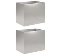 vidaXL Jardinières pour plantes, lot de 2, argent, 50 x 40 x 50 cm, acier inoxydable