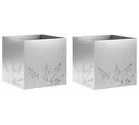 vidaXL Jardinières pour plantes, lot de 2, argent, 50 x 50 x 49 cm