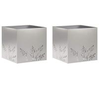 vidaXL Jardinières pour plantes, lot de 2, argent, 50 x 50 x 49 cm, en acier inoxydable