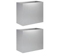 vidaXL Jardinières pour plantes, lot de 2, argent, 60 x 30 x 50 cm