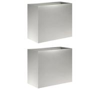 vidaXL Jardinières pour plantes, lot de 2, argent, 60 x 30 x 50 cm, acier inoxydable