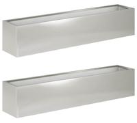 vidaXL Jardinières pour plantes, lot de 2, argent, 80 x 20 x 20 cm, en acier inoxydable