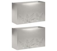 vidaXL Jardinières pour plantes, lot de 2, argent, 80 x 20 x 49 cm, acier inoxydable