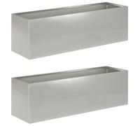vidaXL Jardinières pour plantes, lot de 2, argent, 80 x 30 x 30 cm, acier inoxydable