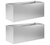 vidaXL Jardinières pour plantes, lot de 2, argent, 80 x 40 x 40 cm