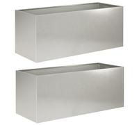 vidaXL Jardinières pour plantes, lot de 2, argent, 80 x 40 x 40 cm, acier inoxydable