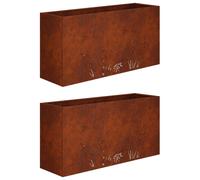 vidaXL Jardinières pour plantes, lot de 2, aspect rouille, 100 x 30 x 49 cm