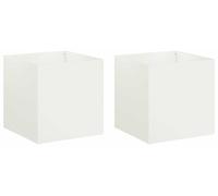 vidaXL Jardinières pour plantes, lot de 2, blanches, 45 x 45 x 45 cm