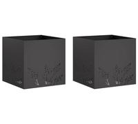 vidaXL Jardinières pour plantes, lot de 2, noir, 50 x 50 x 49 cm