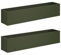 vidaXL Jardinières pour plantes, lot de 2, vert olive, 100 x 20 x 20 cm