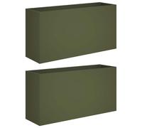 vidaXL Jardinières pour plantes, lot de 2, vert olive, 100 x 30 x 40 cm