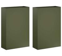 vidaXL Jardinières pour plantes, lot de 2, vert olive, 40 x 20 x 75 cm